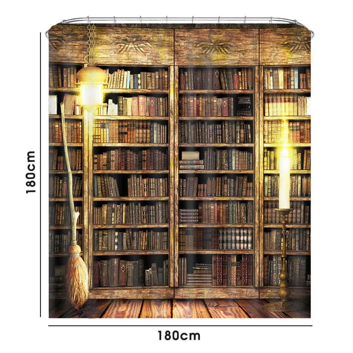 180x180 см старый ретро кабинет деревянная книжная полка узор ванная душевая занавеска Противоскользящий кухонный коврик для ванной коврик для туалета набор для ванной комнаты