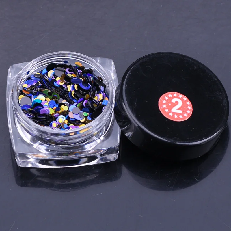 Manicure 12 Color  Flat Dot shape Sequins Paillettes Laser Mixed Round Sequin Metal For Nails Texture Size Mixed Nail Decoration