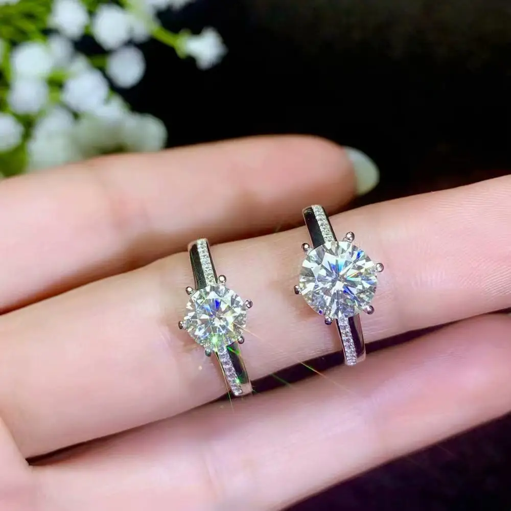 Moissanite новое кольцо, серебро 925 пробы, красивый цвет, сверкающий, 1 карат 2 карат Алмазный Муассанит