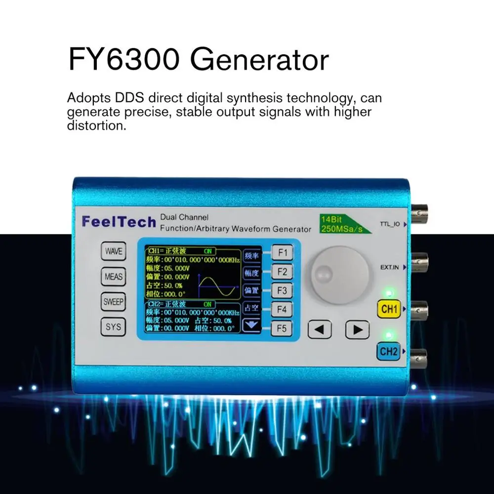Цифровой двухканальный источник сигнала DDS генератор произвольной формы функция 250MSa/s 15 МГц Частотомер