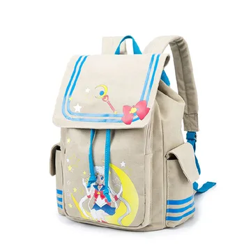 

Anime Sailor Moon Backpack Tsukino Usagi School Shoulder Travel Bag Canvas Drawstring Backpacks Mochila Daypack
