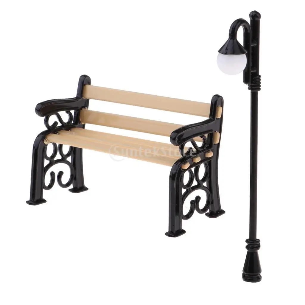 

Dollhouse Mini Set [Outdoor Suit 1] Doll House Park Bench Street Lamp