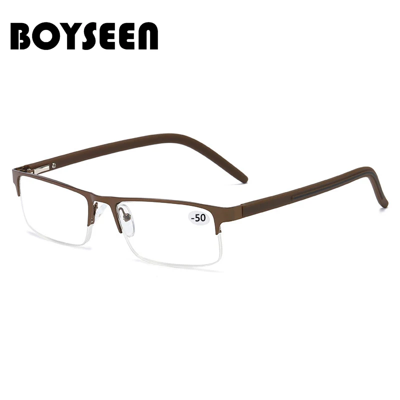 Myopia glasses BOYSEEN Titanium alloy Nearsighted Glasses Non spherical 12 Layer Coated Minus lenses Business Myopia Eyeglasses-0.5-1.0-1.25