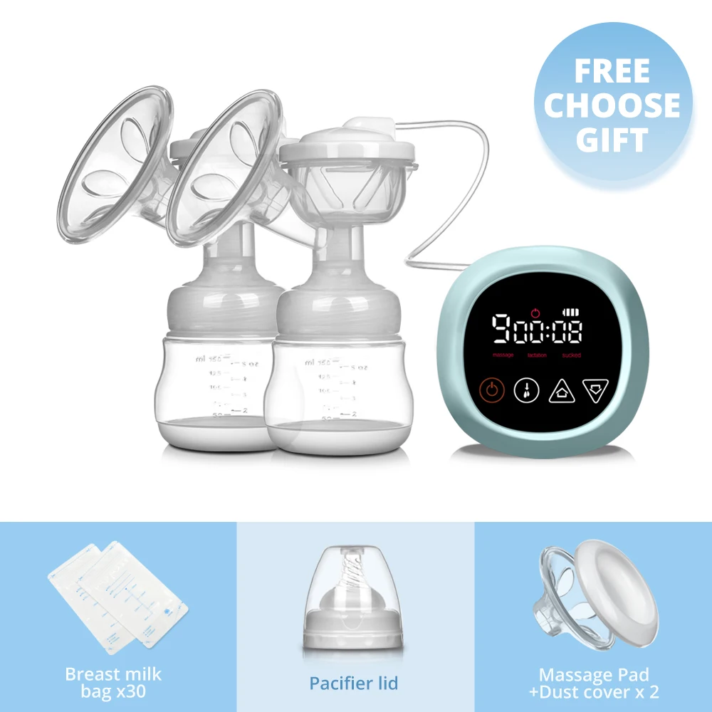 2021 NEW Bilateral Electric Breast Pump Suction Large Automatic Massage Postpartum Milk Maker LCD Touch Screen Control BPA Free double electric breast pump Electric breast pumps