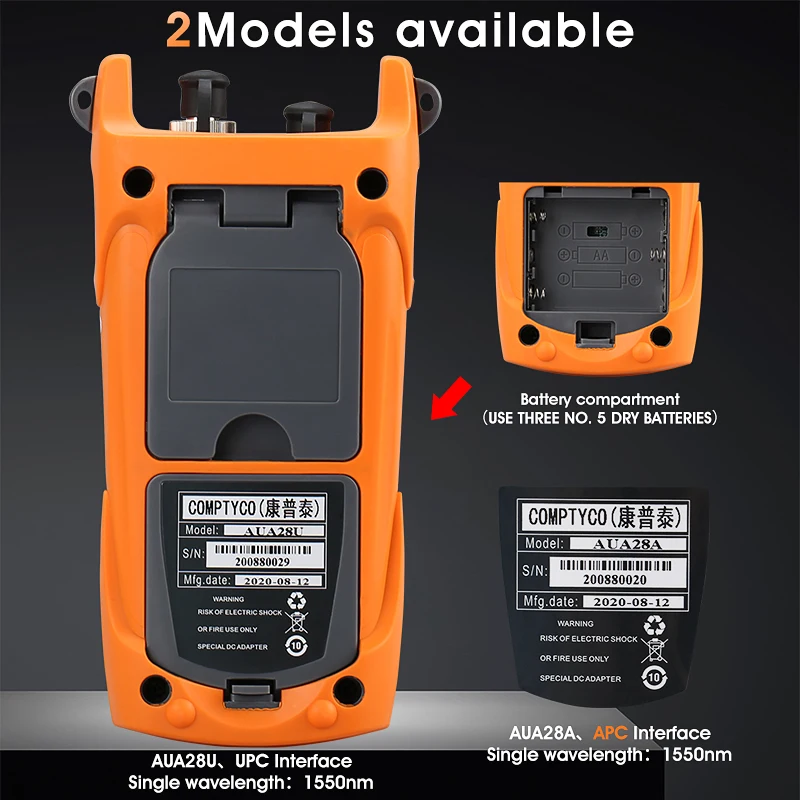 COMPTYCO AUA28U Mini 60KM Fiber Optic OTDR Optical Fiber Reflectometer Built in VFL with FC SC Touch