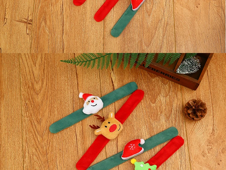 Auto Patting Bracelet Christmas Cute Wristband Plush Soft Stuffed Circle Santa Claus Tree Elk Deer Gift Toys for Kids Girls Ring | Дом и сад