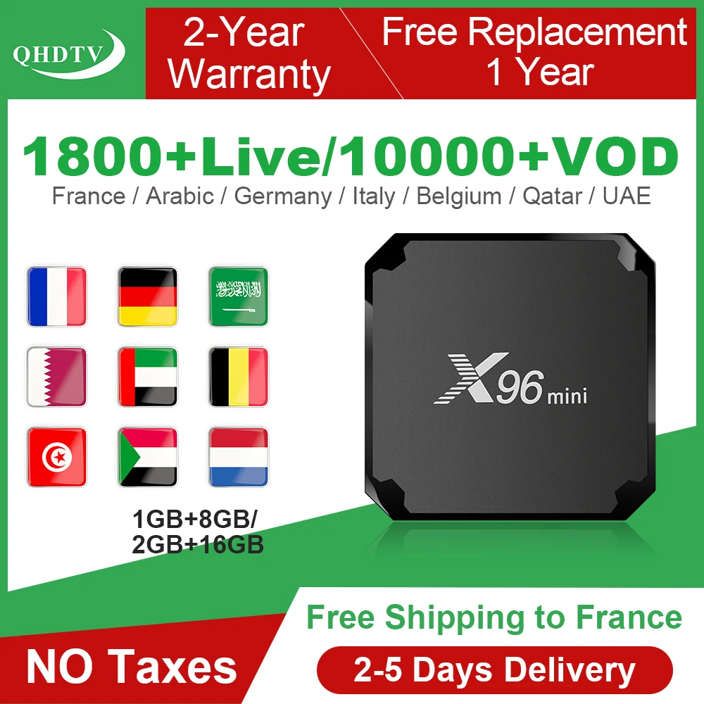  IPTV France QHDTV X96 MINI Android 7.1 Smart IPTV Box 1 Year IPTV Subscription Code Netherlands Ara