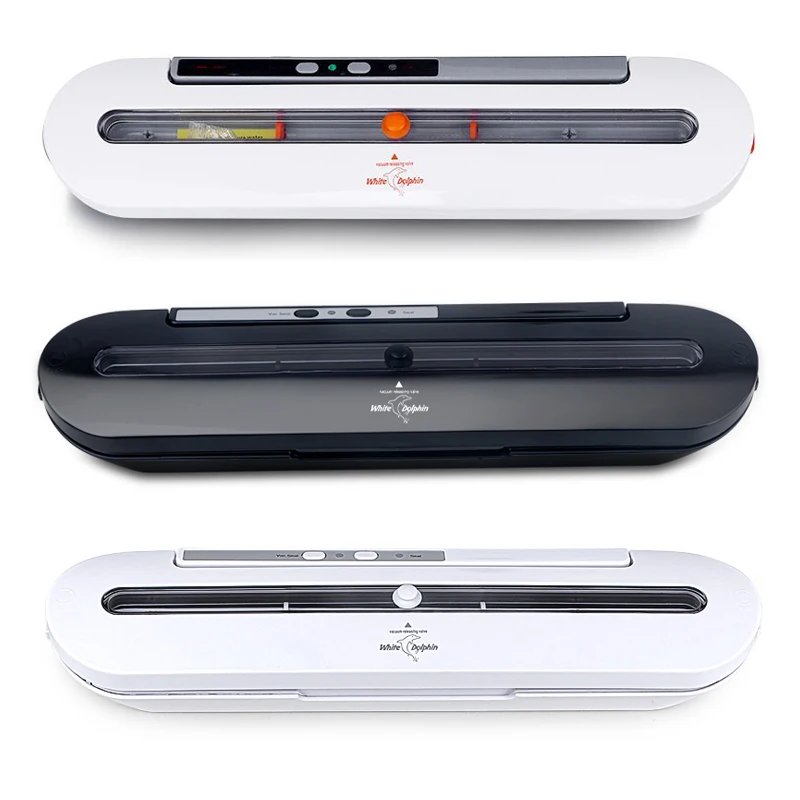 White Dolphin Kitchen Storage Packaging Vacuum Food Sealers Machine 220V 110V Sealing Machine With 10pcs Vacuum Bags 2