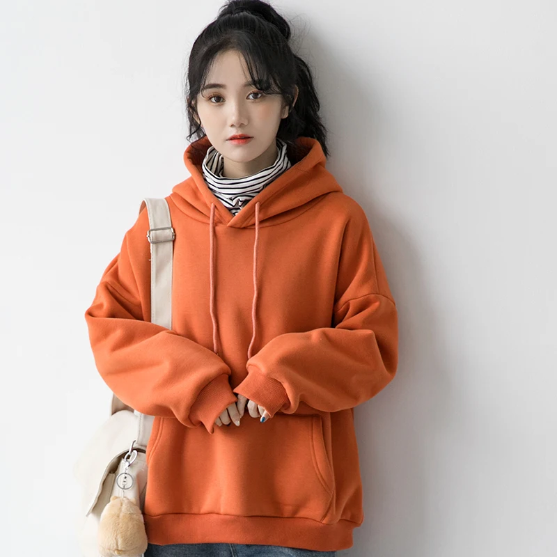 

New Women Sweatshirt Coat Loose All-match Hoodies Itself Vintage White Pink Black Spring Autumn Pullovers Female Clothes A004