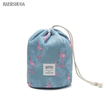 

Travel multi-function large capacity cylinder cosmetic bag portable flamingo storage bag wash bucket drawstring bucket bag