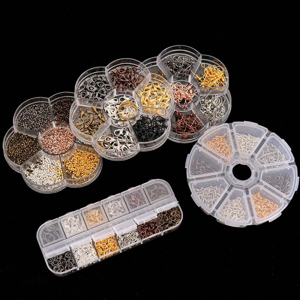 XINYAO Mixed Styles DIY Jewelry Findings Material Beads Cup Earring Hook Jump Ring Hook Pin Box Sets For Jewelry Making Findings afbeelding