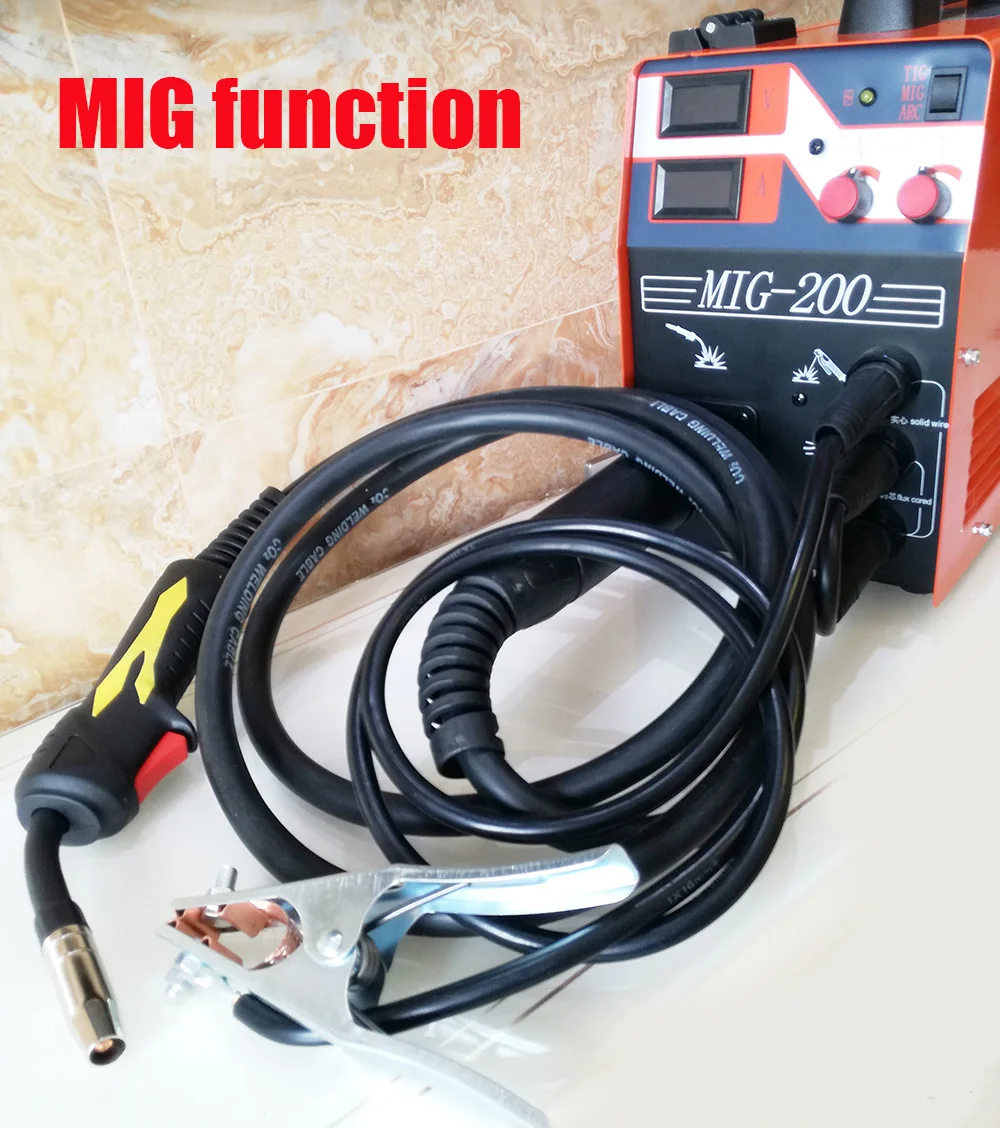 Сварочный аппарат Mig MIG200 MMA TIG MIG функции сварочные аппараты 220V с аксессуарами сварочный Mig mag