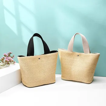 

New Capacity Straw Bags Women Handmade Woven Basket Bolsa Tote Summer Bohemian Beach Bags Luxury Brand canvas Lady Handbags