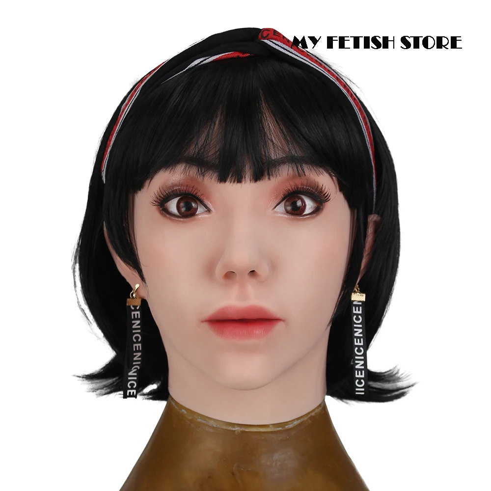 Realistic Silicone Crossdresser Face Props Headgear Hoods Halloween Cosplay 