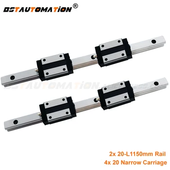 

2pcs Linear Rail Guide 20mm L1150mm +4pcs BLH20N Linear Narrow carriges Sliding Block HGH20CA customize length cnc parts