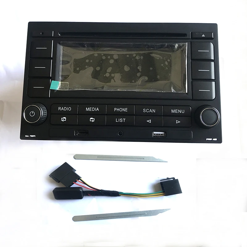  Radio de coche RCN210 reproductor de CD USB MP3 AUX Bluetooth con arnés de cables para Golf MK4 Pas