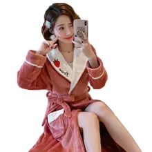 Зимние женские халаты, пижамы, сгущенные плюс кашемировые фланелевые пижамы, женские пижамы с длинным рукавом из кораллового флиса, милые пижамы T327