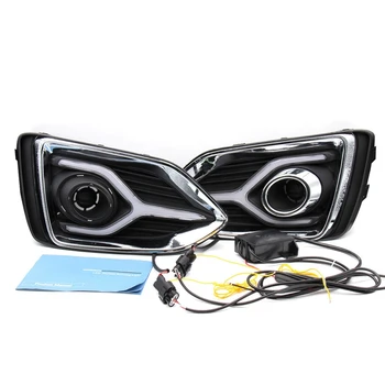 

NEW-2Pcs for Hyundai 18 Accent Fog Light Daytime Running Light Car LED Daytime Running Light Fog Light Double Color