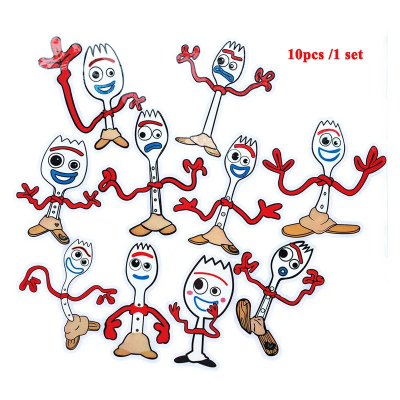 10 шт. 1 игрушечный лист Story 4 Forky Woody Alien Buzz Lightyear водонепроницаемые наклейки на автомобиль мотоцикл багаж ноутбук скутер DIY наклейки