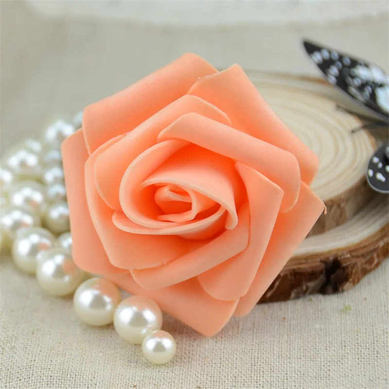 50 шт. 6 см искусственные из ПЭ пены розы цветы головы для свадебное украшение для дома DIY Скрапбукинг венок-гирлянда дешевый цветок - Цвет: orange