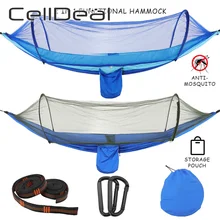 

Outdoor Camping Hammock with Mosquito Net Pop-Up Portable High Strength Parachute Fabric Hanging Swing Hammocks Camping Stuff