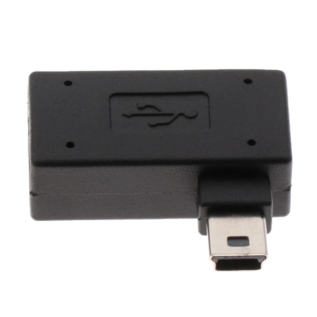 Right Angle Micro USB2.0 Male to USB Female OTG Host Adapter for CellPhone Black