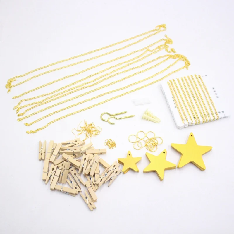  Photo Hanging Clips String Photo Collage Twinkle star with Clip Home Bedroom Wall Decoration for Pi - 4000468895521