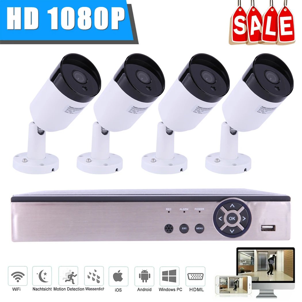  1080P dvr kit security IP camera system digital video recorder hdmi CCTV DVR Surveillance Outdoor A - 4.00051E+12