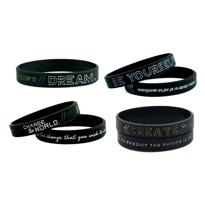 Inspiring Bracelets Motivational Be Yourself Change The World Create Dream Inspirational Silicone Wristband 1Pc