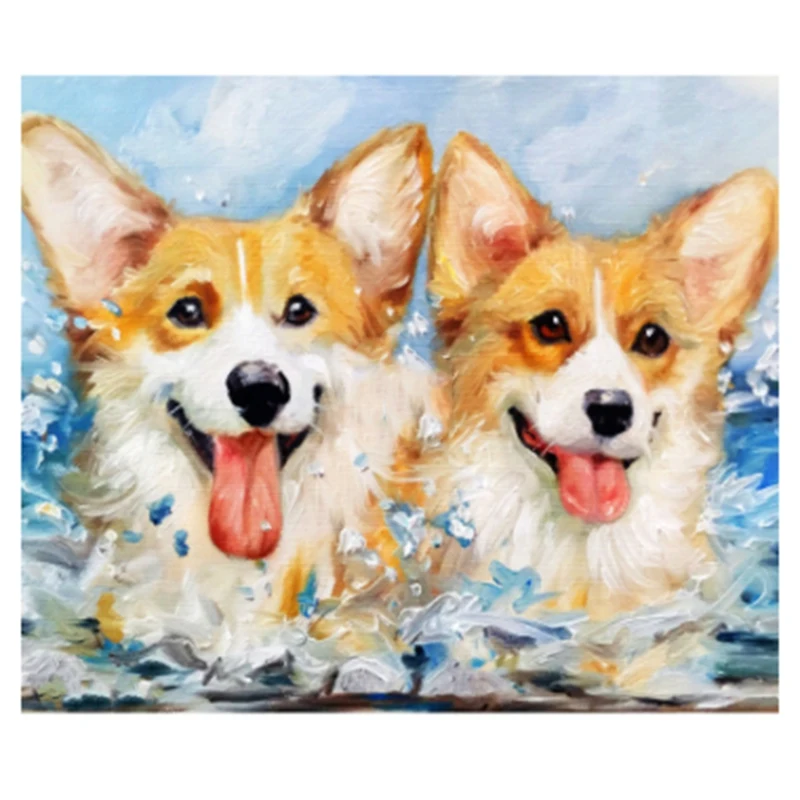 

Corgi Dog Diy Diamond Painting Animal Picture Round Rhinestone Home Decoration Gift