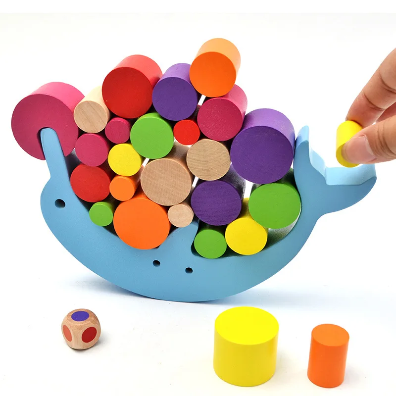 

Educational Dolphin Balance Building Blocks Game Children Wooden Bricks Pro Toy Early Education Tabletop Game