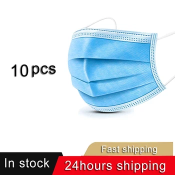 

10pcs Anti-Pollution Mask Dust Masks Disposable Face Masks Elastic Ear Loop Disposable Safety Mask