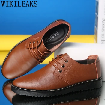

Mens Leather Shoes Genuine Brown Oxford Shoes For Men Black Designer Shoes Men Luxury 2020 Fashion Zapato Hombre Casual De Cuero