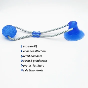 

Pet Biting Toy Multifunction Pet Molar Bite Dog Toys Rubber Chew Ball Cleaning Teeth Safe Elasticity Soft Puppy Suction Cup Dog