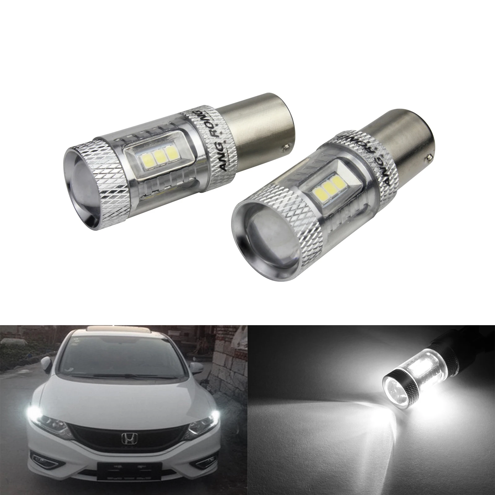 

ANGRONG 2x 382 1156 P21W BA15s 15W LED Bulb Side Indicator Daytime Running Light Tail Stop Brake Lamp