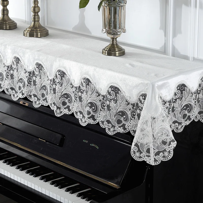 

High-end Lace Piano Cover Half Cover 100*200cm Korean Piano Cloth Piano Towel Princess Style White Piano Full Cover