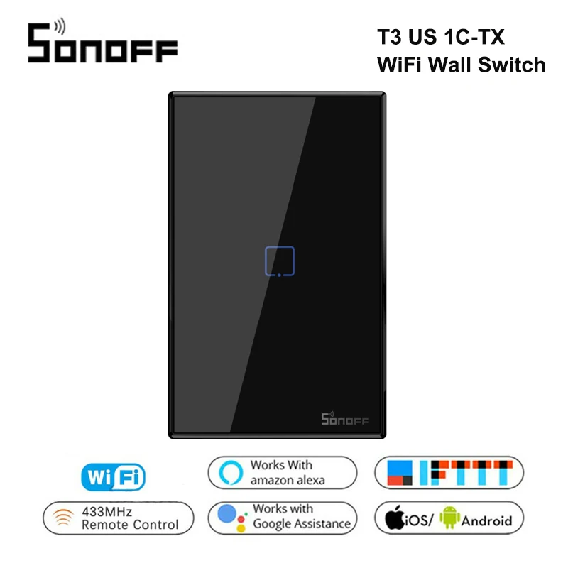 

Sonoff T3 US 1C TX Smart Wifi Wall Touch Switch Smart Home With Border 433 RF/Voice/APP/Touch Control Work With Google Alexa