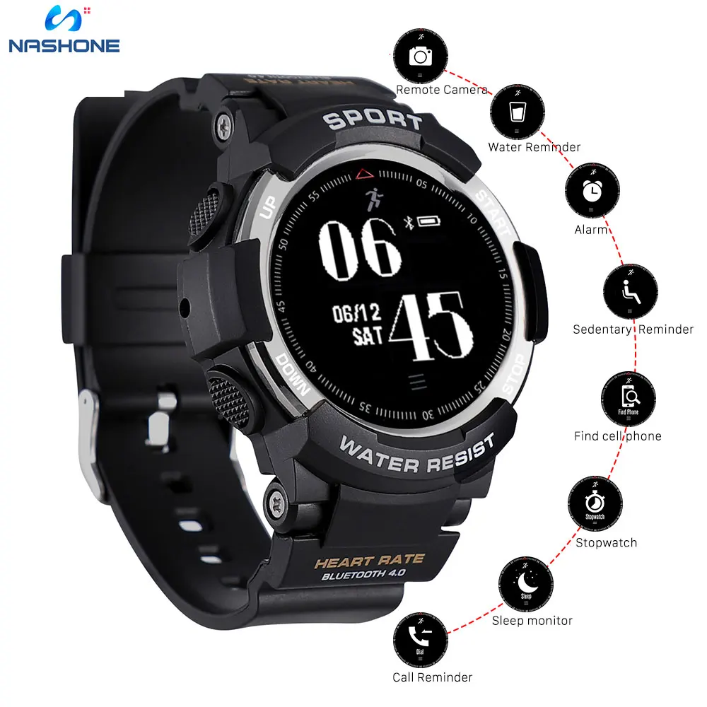 

F6 Smart Watch For Ios Android Samsung Apple Phone IP68 Waterproof Bluetooth Dynamic Heart Rate Monitor Remote Camera Wearable