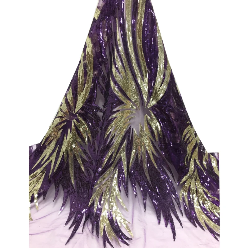 Королевская нигерийская кружевная ткань с вышивкой пайетками, французская сетка, тюль, кружево, лучшее качество, швейный материал для свадебного платья, 5 ярдов