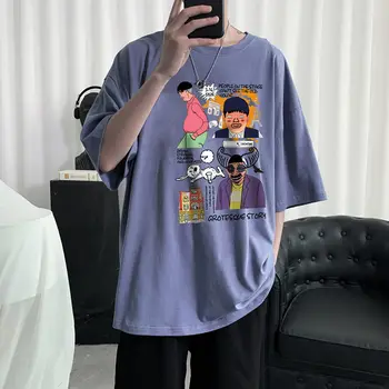 

2020 Summer Men's Cotton Clothes T Shirt Short Sleeve Fashion Trend Tshirt Printing Loose 7 Color T-shirt Big Size S-5XL