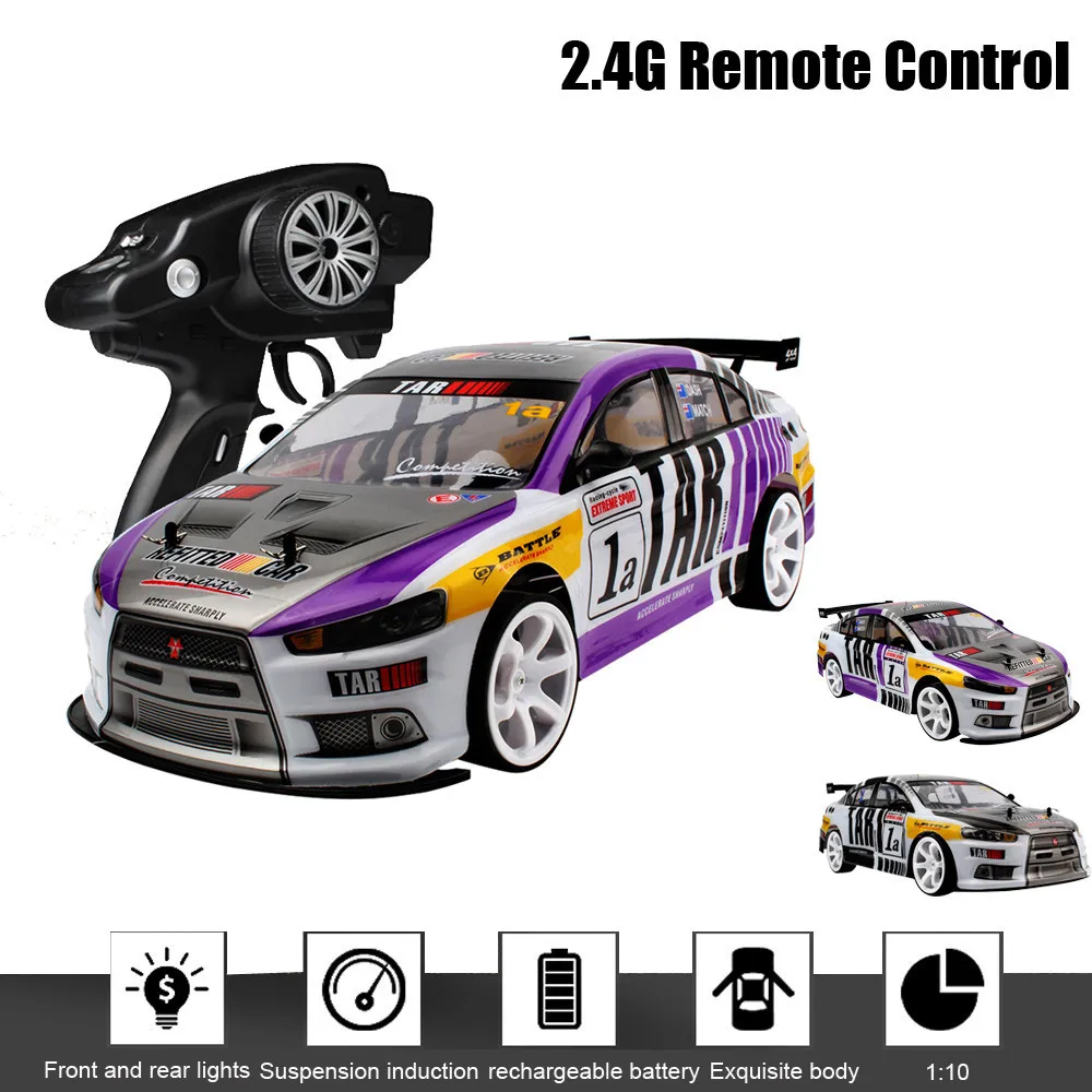 

Remote control car toy 2019 NEW 1:10 70km/h 2.4G RC Car 4WD Double Battery High Power LED Headlight Racing Truck j1011
