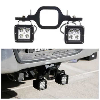 

2x Led work light + 1x Tow hook receiver bracket kit for Offroad 4x4 Auto Reversing lamp SUV Pickup truck Rear Backup tail light