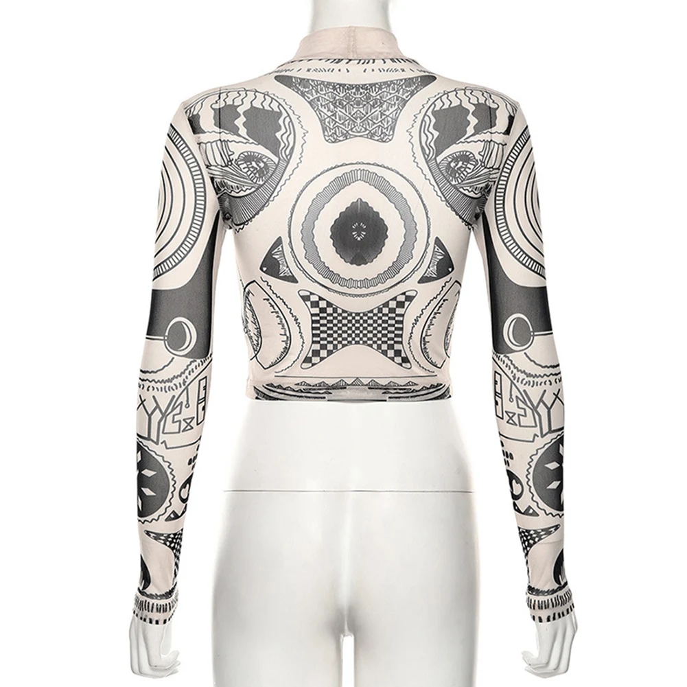 

Harajuku Top Long Sleeve T Shirt Women Turtleneck Printed Graphic Tees Casual Pullover Tops