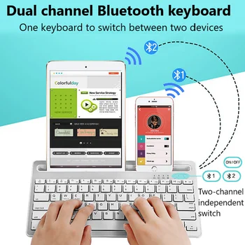 

Bluetooth Keyboard Dual Channel Multi-Device Universal Rechargeable Touchpad for iPad Tablet Android IOS Win Wireless Keyboard