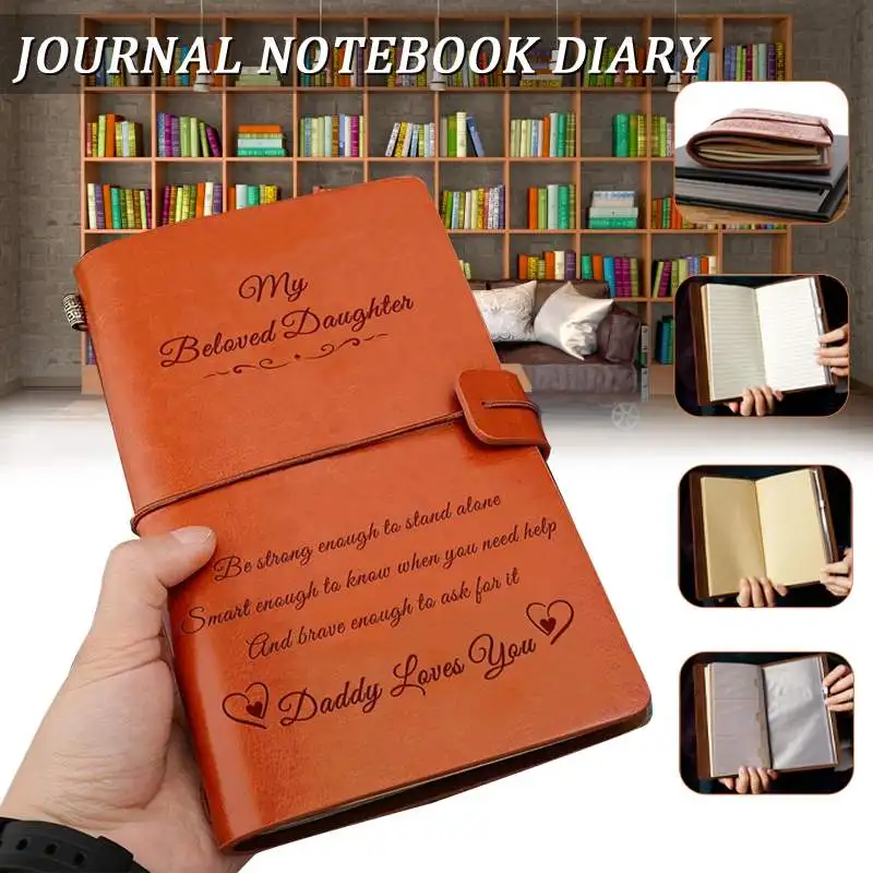 

200X120mm Engraved Leather Journal Notebook Diary To My Beloved Daughter Daddy Loves Engraved Notebook Diary