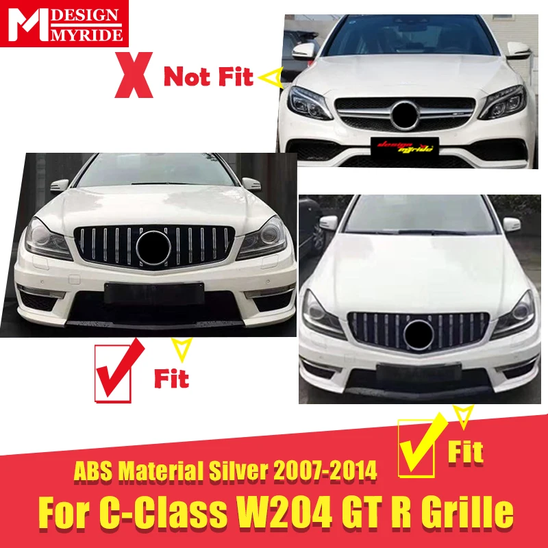 Для Mercedes C Class W204 Panamericana решетка грили GTS спортивный вид C250d C220d C200 C180 ABS серебро Прямая замена 2007-14
