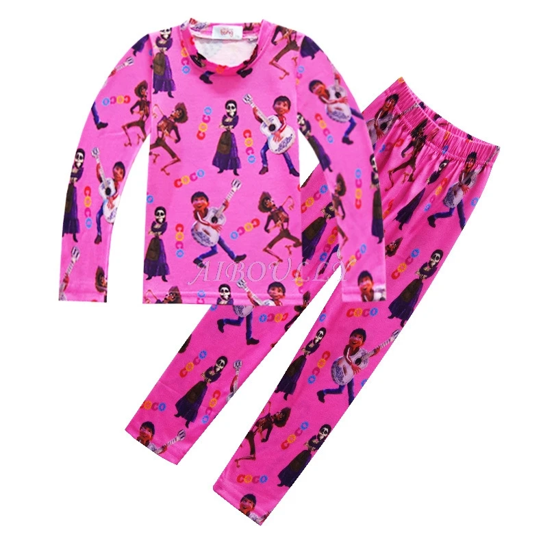 1200 pink Пижамные комплекты для девочек из фильма Коко маскарадный костюм осеннее хлопковое ночное белье детская одежда для сна из 2 предметов домашняя пижама рождественские подарки для детей - Цвет: 1200 pink