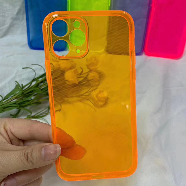 iphone 13 12 11 Pro Max Mini XR X XS Max 6 8 7 Plus SE 2020 Fashion Neon Fluorescent Color Phone Case Transparent Soft Cover