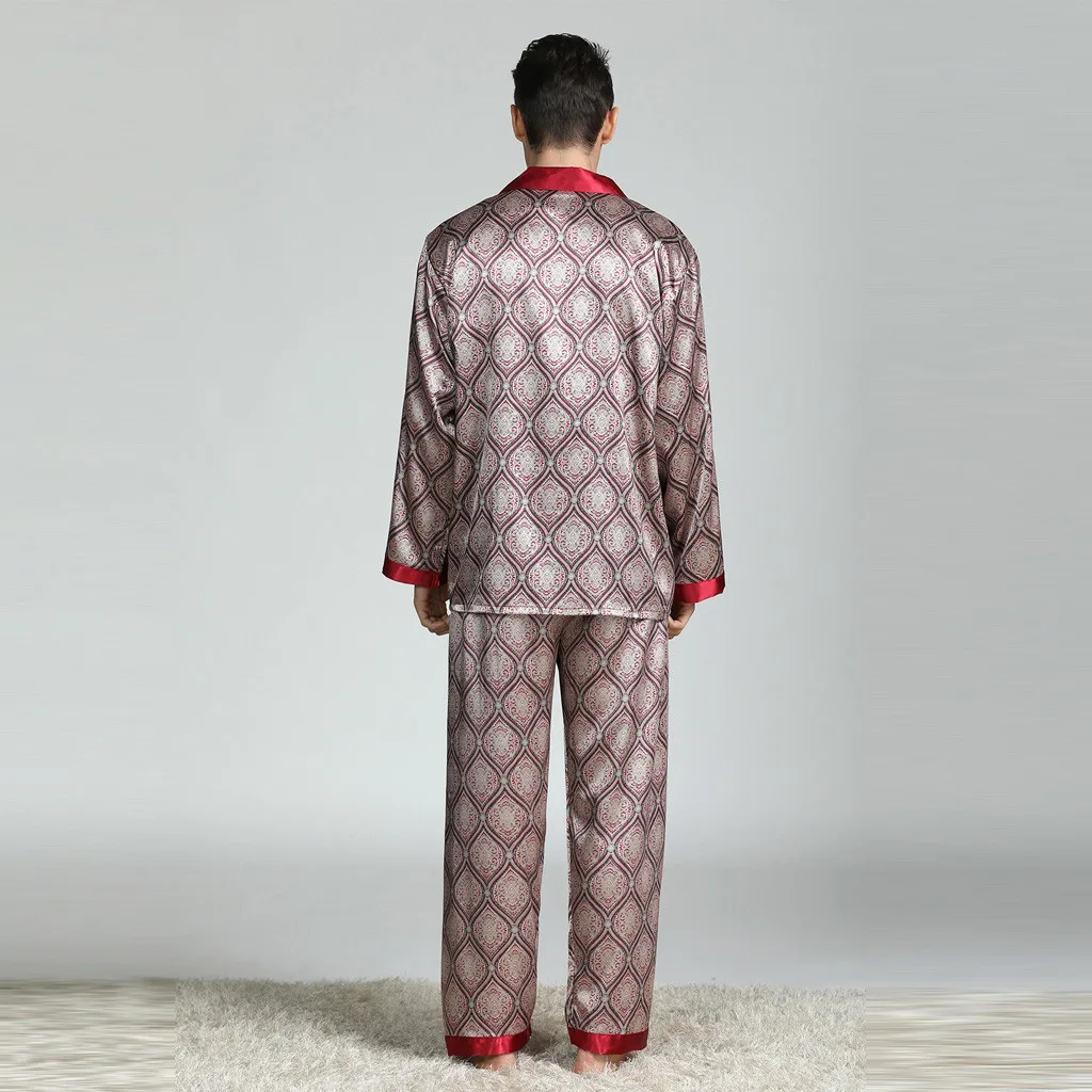 Мужская домашняя пижама, костюм, новинка, длинный рукав, с принтом, международная торговля, домашняя одежда, шелковая, полная Пижама, осенняя мужская пижама