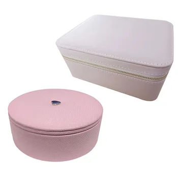 

10*10*4 cm Packaging Pink Leather Round Rectangle Box Bracelet Jewelry Display Gift Box Europe Diy Velvet Bracelet Box Storage